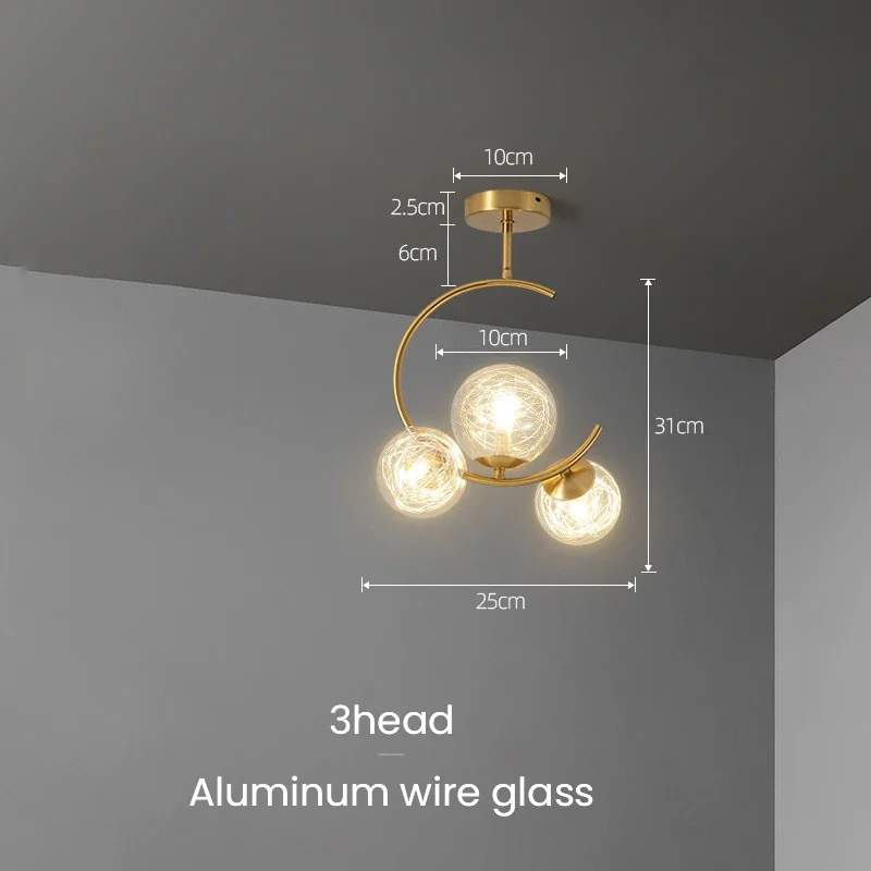 220V 110V Small Chandelier Nordic Round Pendant Light Gold Glass Ball Light for Living Room Dinning Room Kitchen Bedroom - Image 13