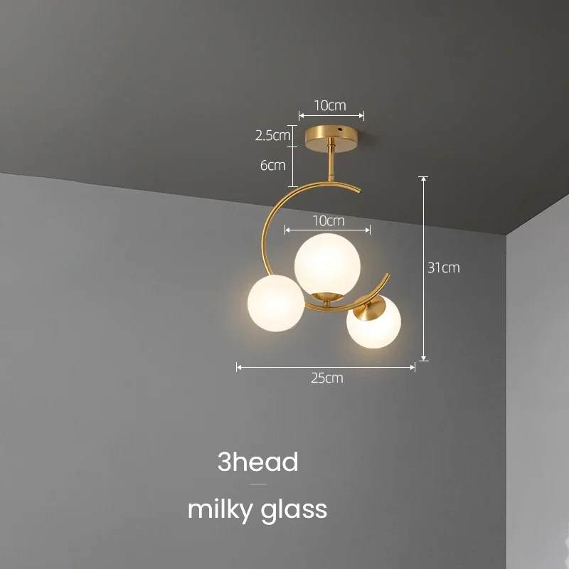 220V 110V Small Chandelier Nordic Round Pendant Light Gold Glass Ball Light for Living Room Dinning Room Kitchen Bedroom - Image 15