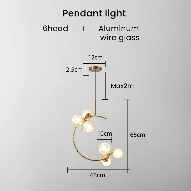 220V 110V Small Chandelier Nordic Round Pendant Light Gold Glass Ball Light for Living Room Dinning Room Kitchen Bedroom - Image 16