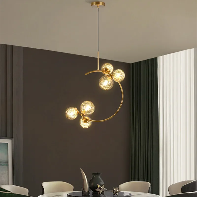 220V 110V Small Chandelier Nordic Round Pendant Light Gold Glass Ball Light for Living Room Dinning Room Kitchen Bedroom - Image 4