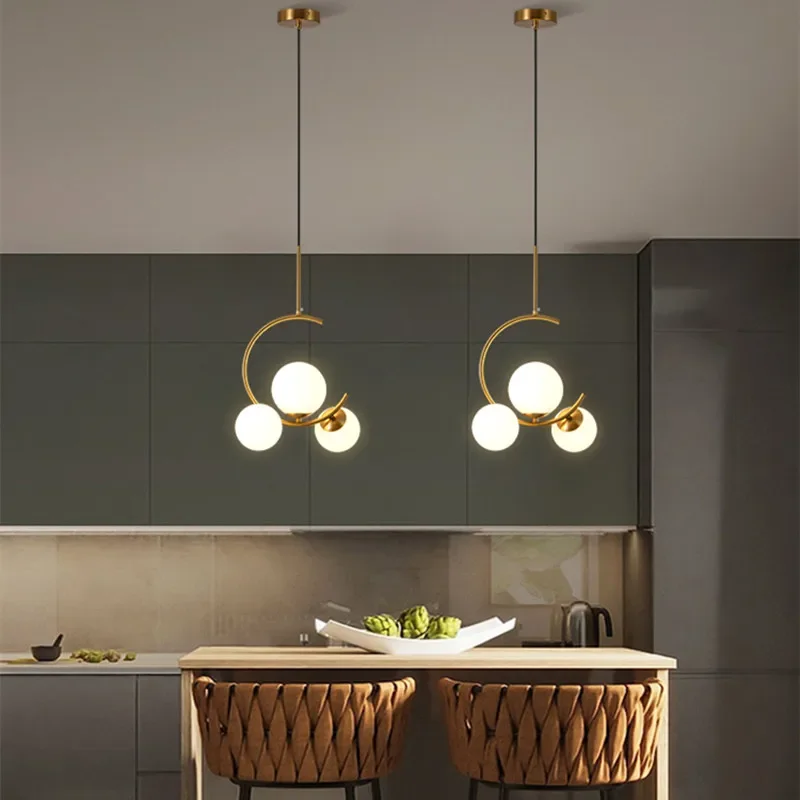 220V 110V Small Chandelier Nordic Round Pendant Light Gold Glass Ball Light for Living Room Dinning Room Kitchen Bedroom - Image 5