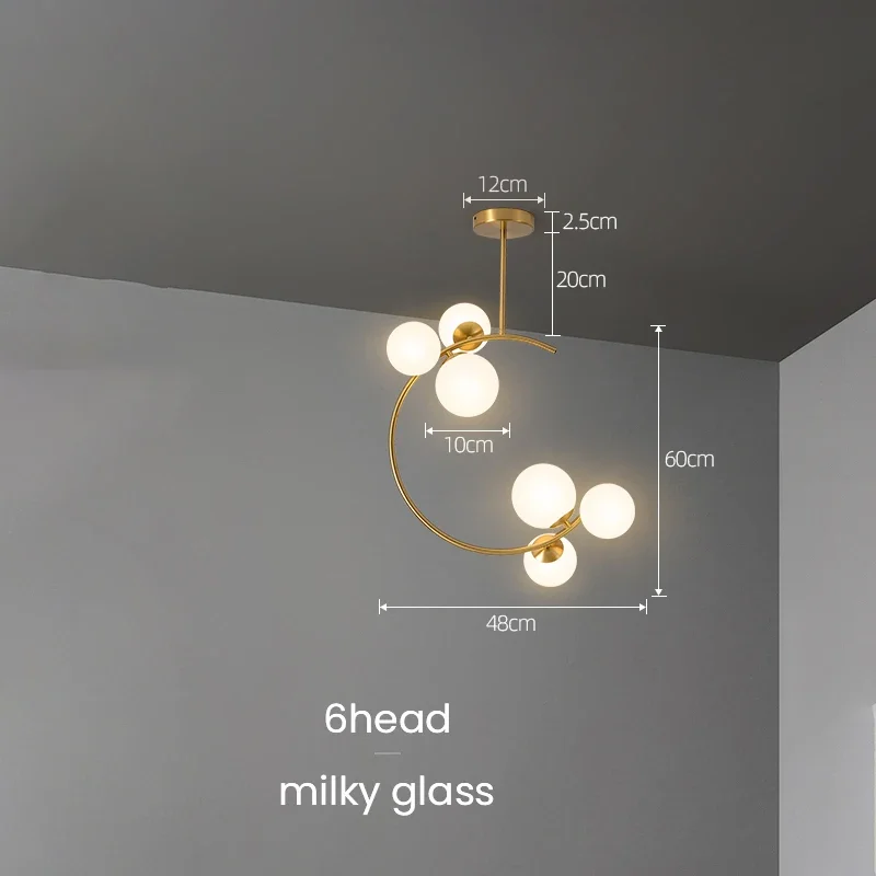 220V 110V Small Chandelier Nordic Round Pendant Light Gold Glass Ball Light for Living Room Dinning Room Kitchen Bedroom - Image 7