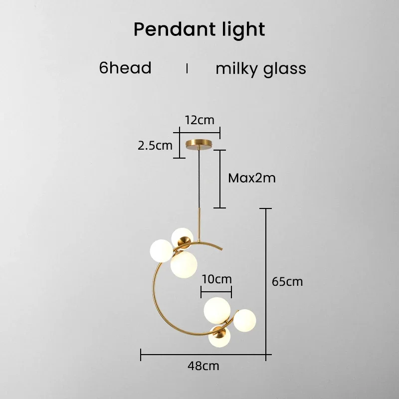 220V 110V Small Chandelier Nordic Round Pendant Light Gold Glass Ball Light for Living Room Dinning Room Kitchen Bedroom - Image 8