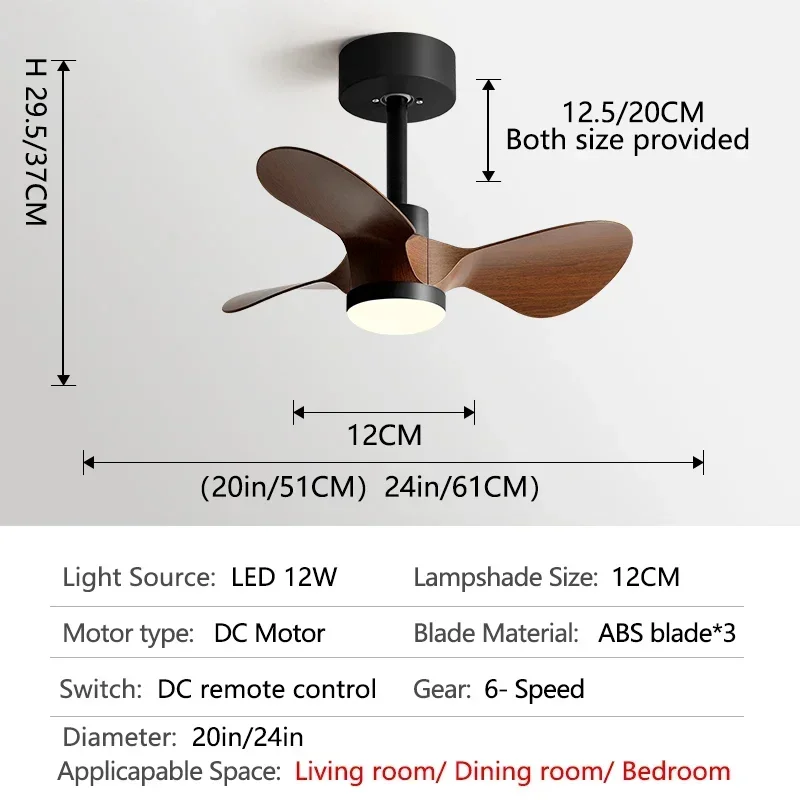 24Inch Mini Ceiling Fan Modern Simplicity Coffee Shop Creative Kid Fan Lights Aisle Balcony Children's Room Fan Lights 110V 220V - Image 9
