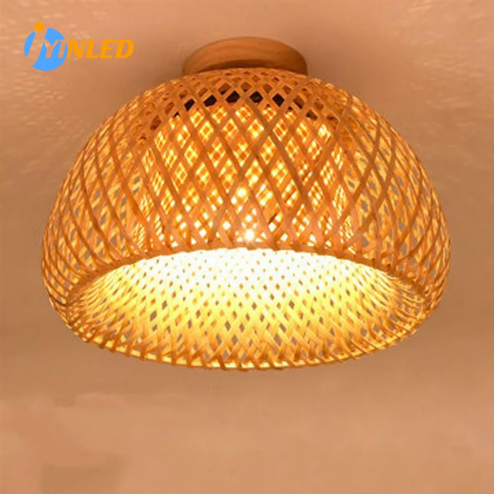 30 rotin osier plafonnier suspension abat-jour maison chambre décor Lustre bambou bois Art suspendu Lustre Luminaire