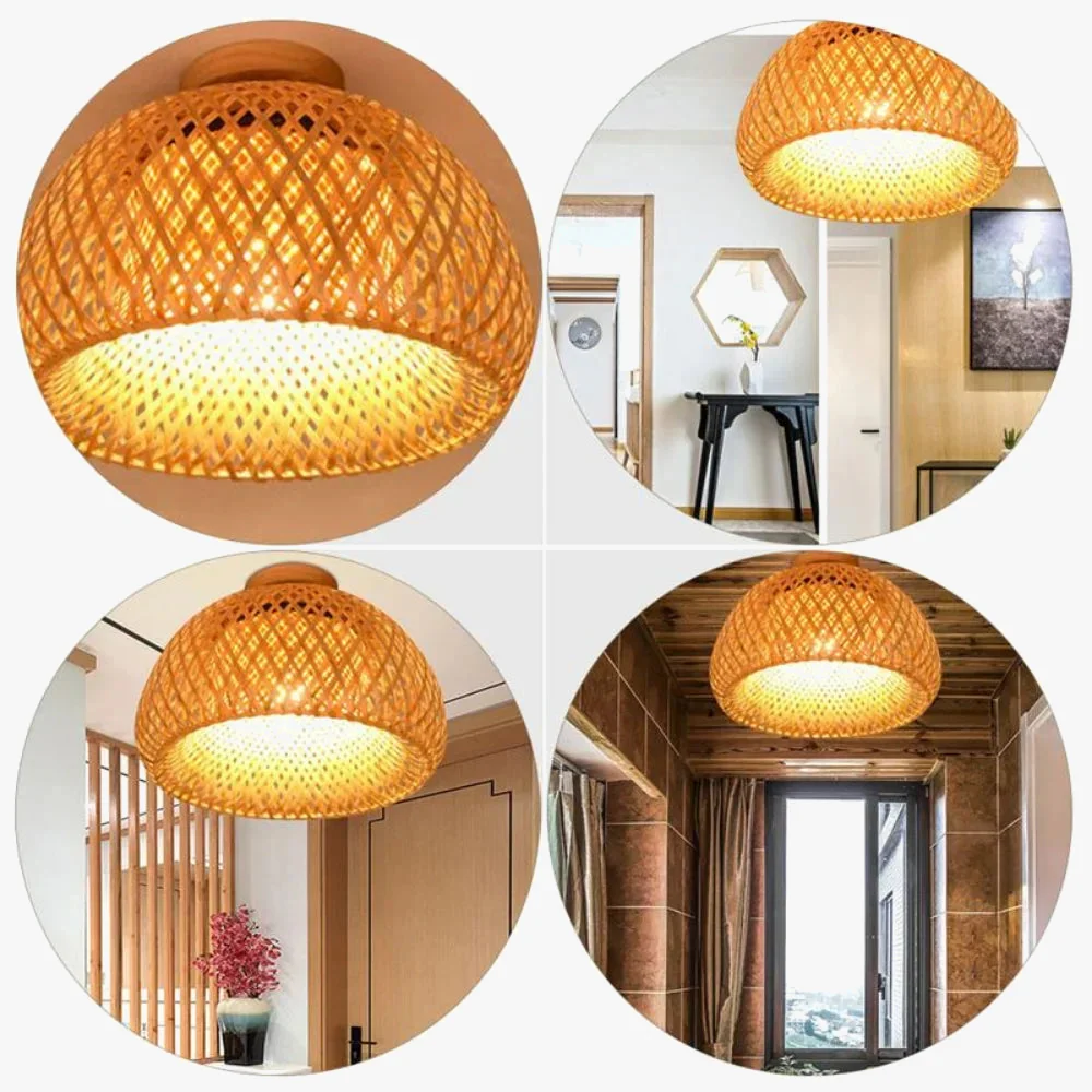 30 rotin osier plafonnier suspension abat-jour maison chambre décor Lustre bambou bois Art suspendu Lustre Luminaire - Image 3