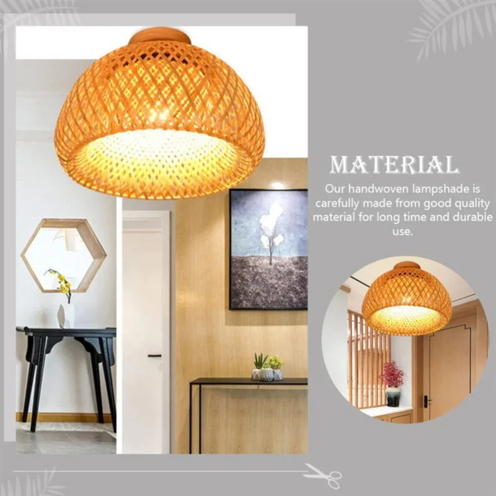 30 rotin osier plafonnier suspension abat-jour maison chambre décor Lustre bambou bois Art suspendu Lustre Luminaire - Image 6