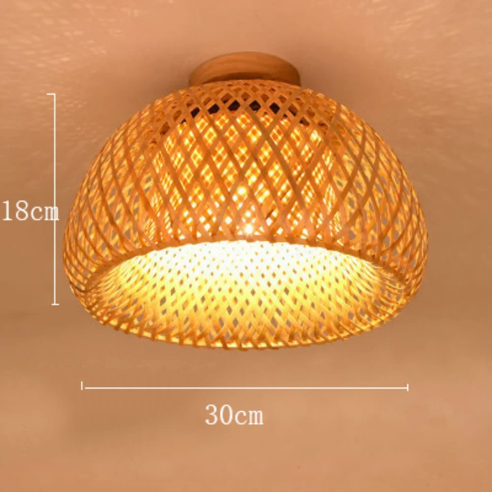 30 rotin osier plafonnier suspension abat-jour maison chambre décor Lustre bambou bois Art suspendu Lustre Luminaire - Image 7
