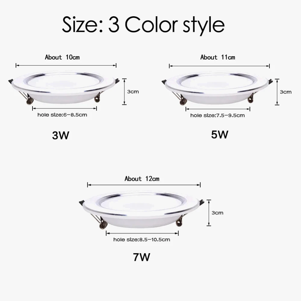 6 pièces Ultra lumineux LED ronde Downlight 3 W 5 W 7 W 9 W 12 W 15 W 18 W en aluminium plafond encastré Spot lampe blanc chaud lumière du jour 110 V 220 V - Image 3