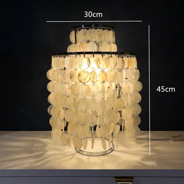 (80j - 5juin) Lampe à poser moderne LED avec plaques nacrées Loredi - Image 5