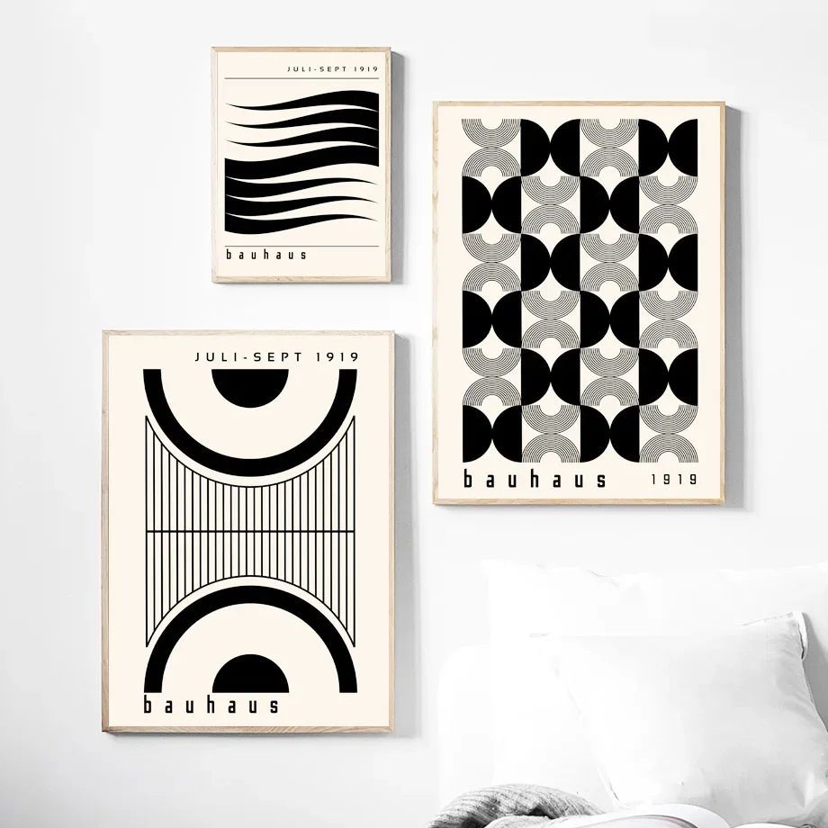 abstrait bauhaus lignes rayées art mural moderne décoration intérieure - Image 10