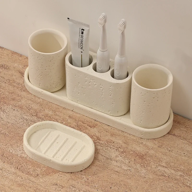 accessoires de salle de bain en grès pour rangement et décoration - Image 2
