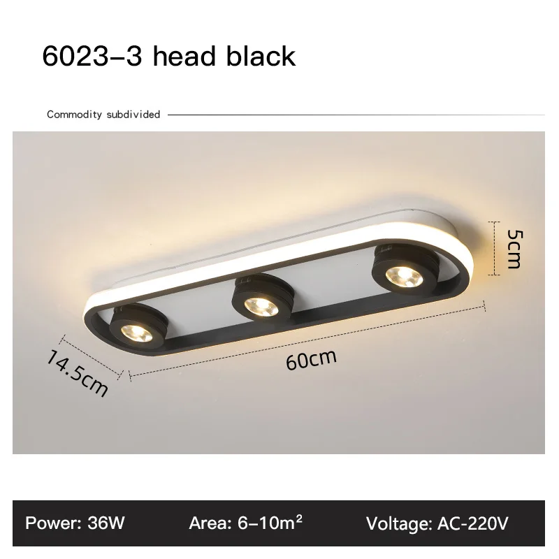 Acrylic Strip LED Chandelier With Spotlight, Used For Living Room, Bedroom, Lighting Fixtures, Kitchen Decoration, Black - Image 5