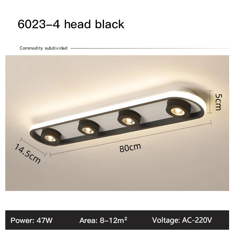 Acrylic Strip LED Chandelier With Spotlight, Used For Living Room, Bedroom, Lighting Fixtures, Kitchen Decoration, Black - Image 7