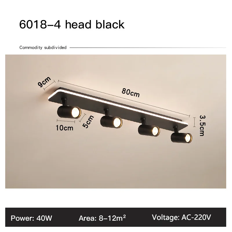 Acrylic Strip LED Chandelier With Spotlight, Used For Living Room, Bedroom, Lighting Fixtures, Kitchen Decoration, Black - Image 9