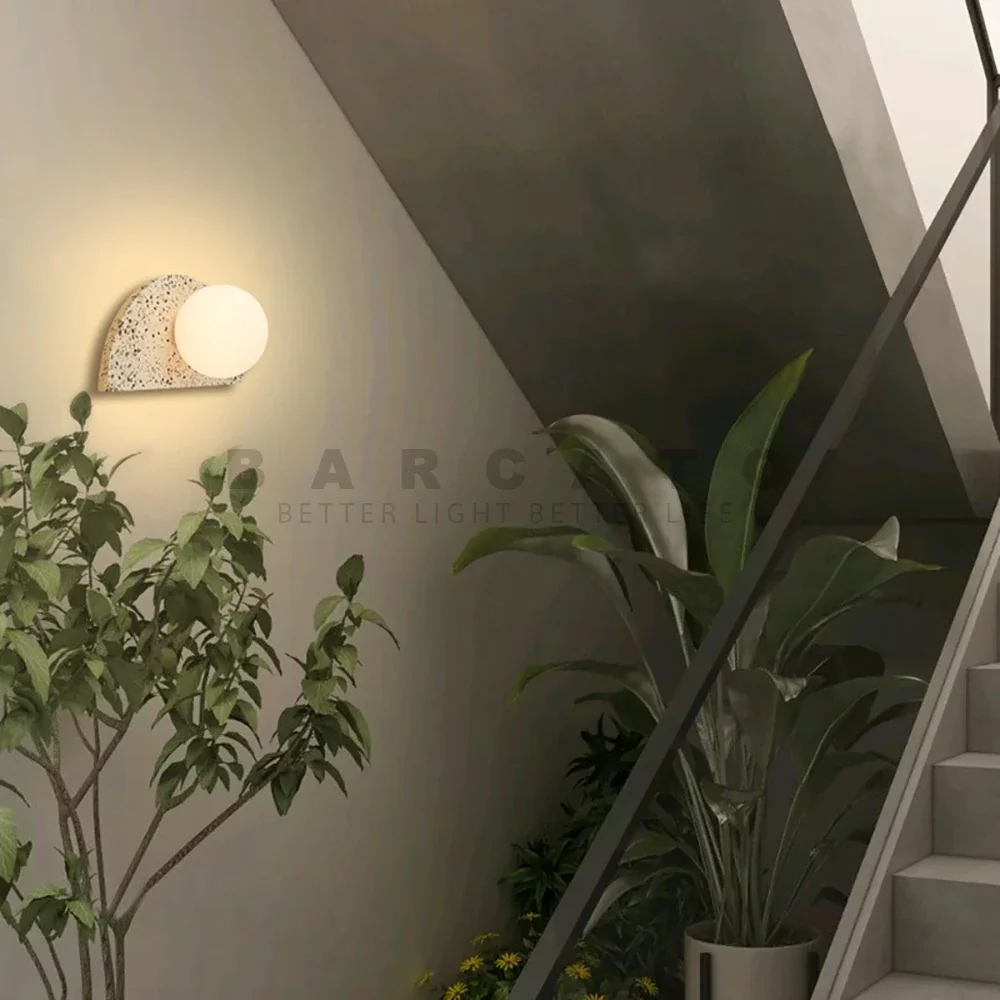 applique led terrazzo japonais rétro nordique homestay ciment - Image 2