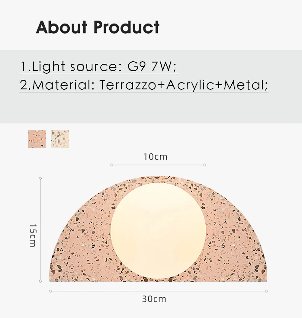 applique led terrazzo japonais rétro nordique homestay ciment - Image 6