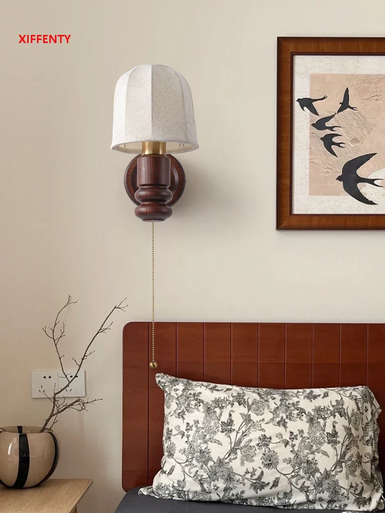 applique murale en bois avec prise et éclairage décoratif rétro - Image 5