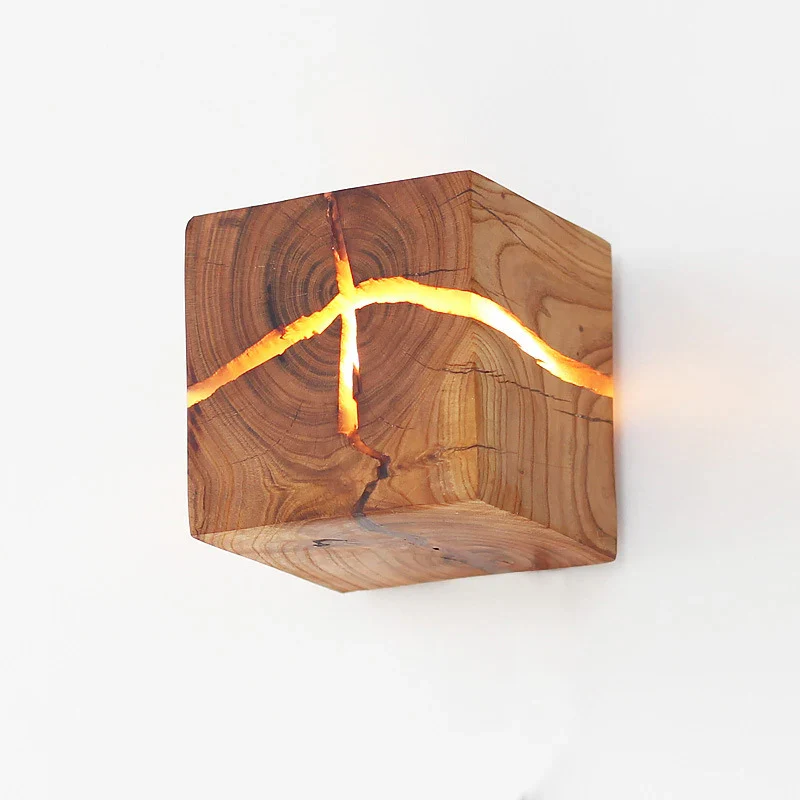 applique murale en bois et résine créative en forme de cube - Image 2