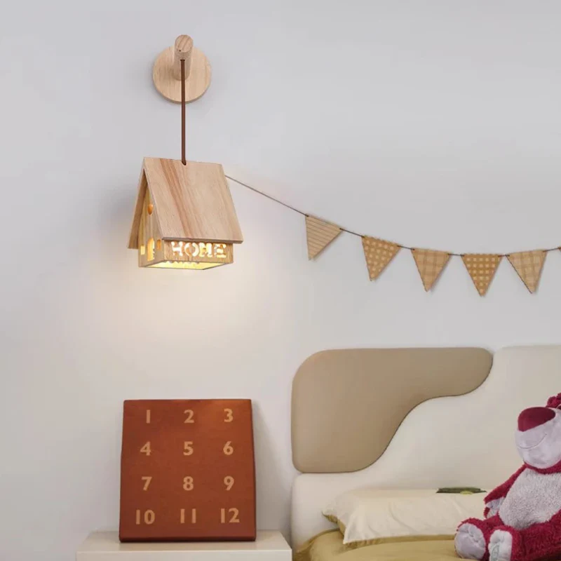 applique murale en bois massif style chalet pour chambre d enfant - Image 4