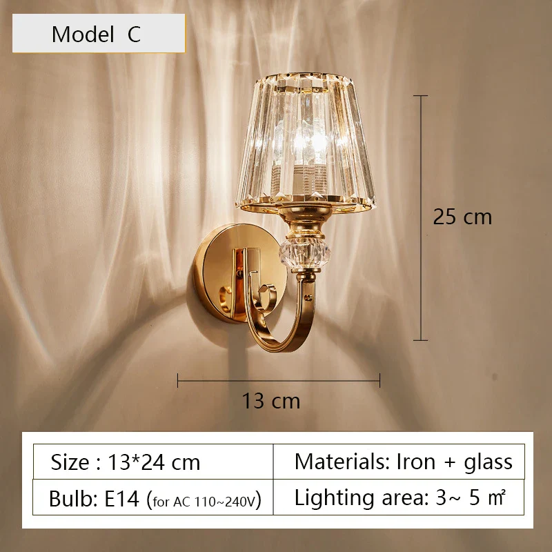 applique murale en cristal luxe design moderne nordique à led - Image 7