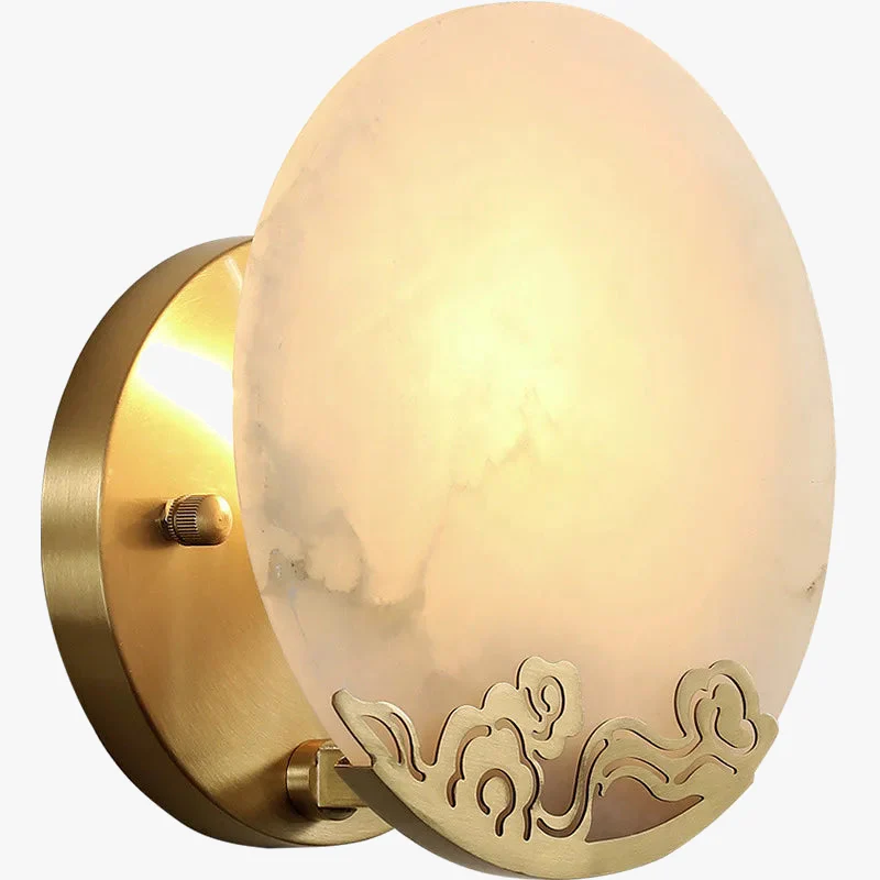applique murale en cuivre avec abat-jour en marbre et miroir luxe - Image 5
