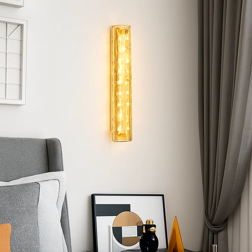 applique murale en cuivre design minimaliste avec lumière en cristal - Image 2