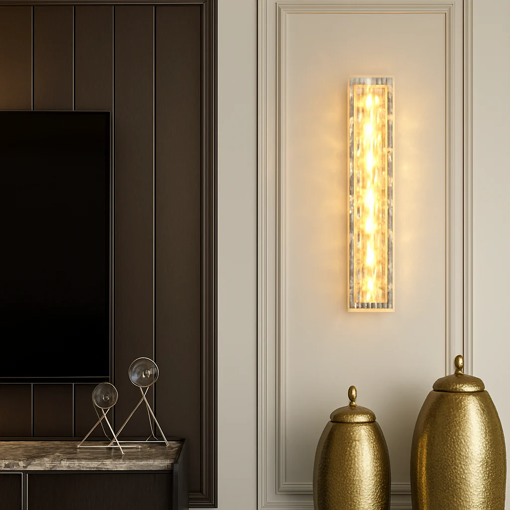 applique murale en cuivre design minimaliste avec lumière en cristal - Image 4