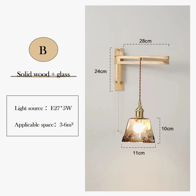 applique murale en verre bois et céramique lampe pliable à bras pivotant - Image 7