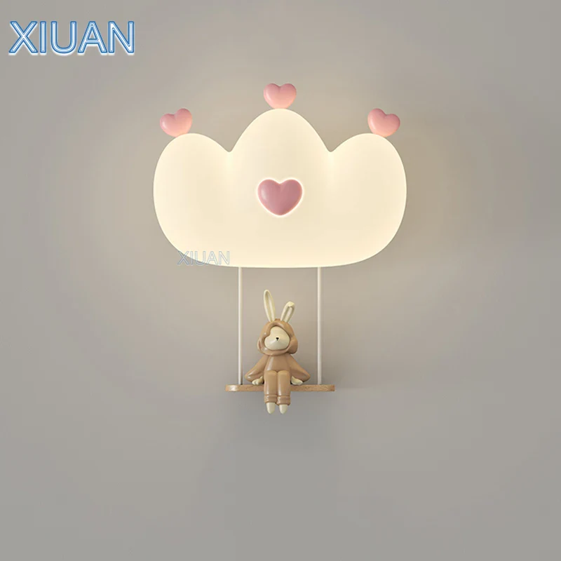 applique murale enfants avec lumières singe et lapin - Image 6