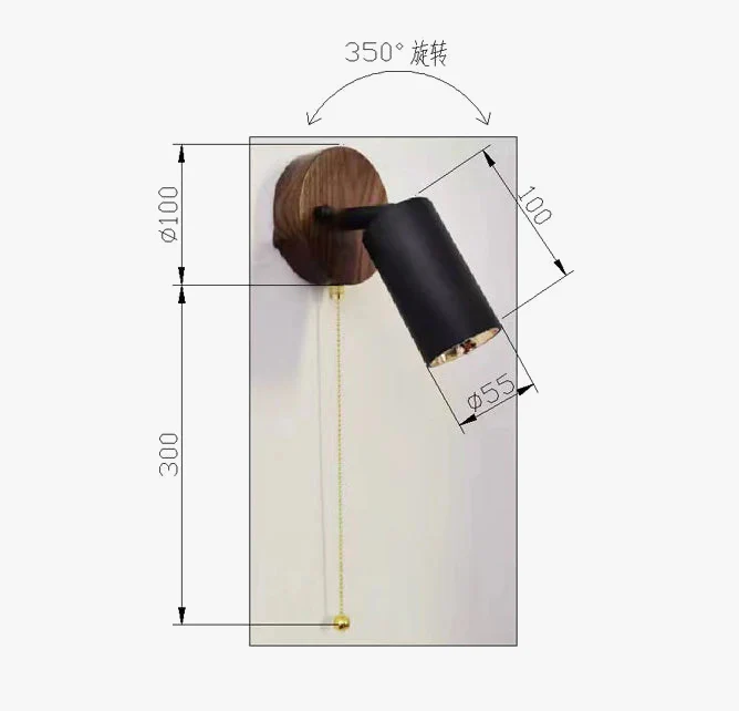 applique murale japonaise en bois avec interrupteur et rotation - Image 5