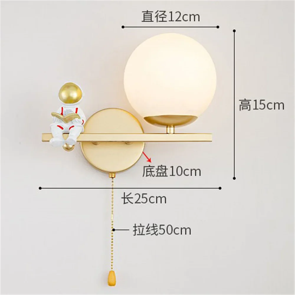 applique murale led astronaute en verre doré pour chambre enfant - Image 8