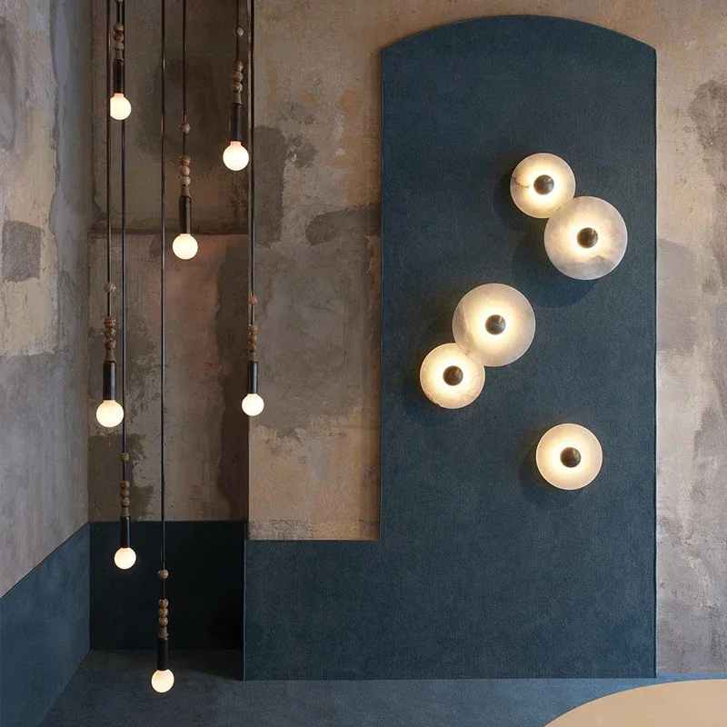 applique murale led dorée en métal et marbre naturel pour éclairage moderne - Image 3