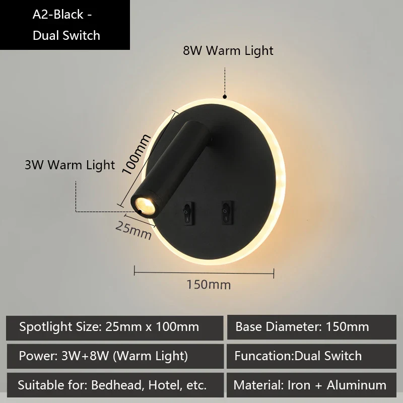 applique murale led moderne avec ports usb et lampes de lecture réglables - Image 10