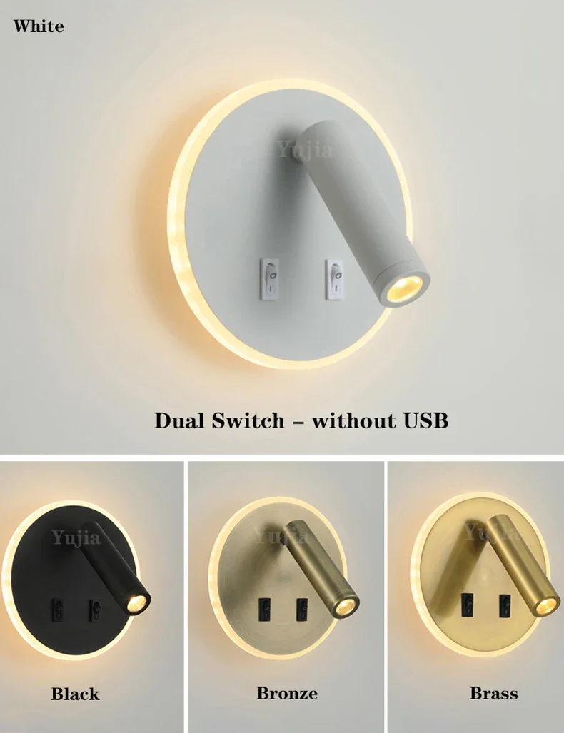 applique murale led moderne avec ports usb et lampes de lecture réglables - Image 5