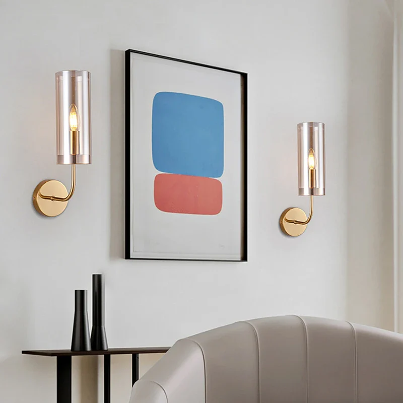 applique murale led moderne en verre doré luminaire décoratif d'intérieur - Image 2
