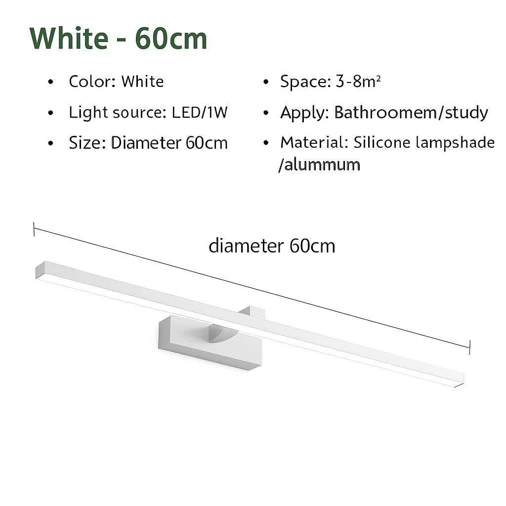 applique murale led moderne trois couleurs éclairage aluminium pour maquillage - Image 11