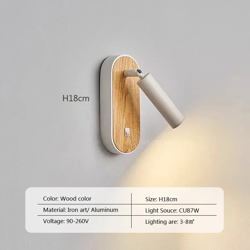 Applique murale LED nordique en grain de bois - Image 7