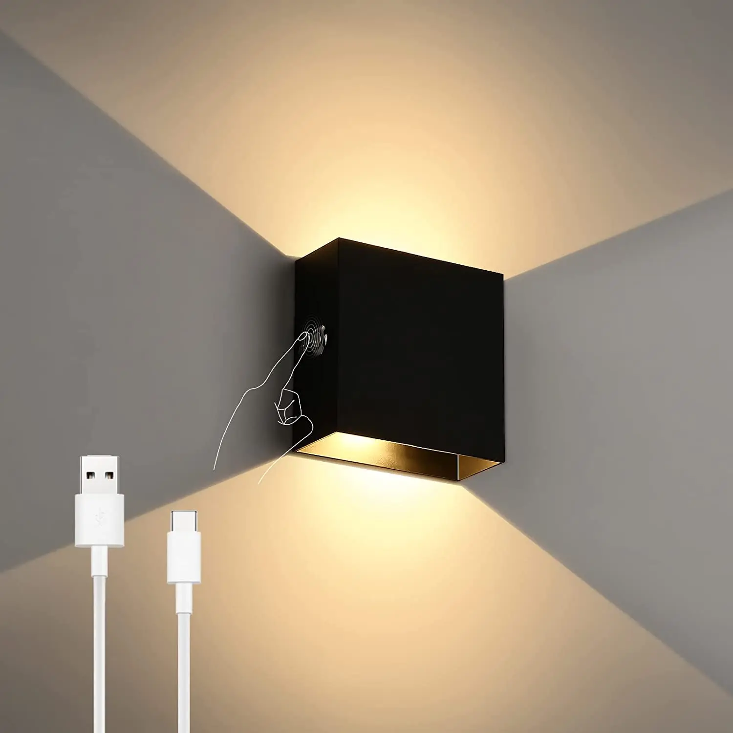 applique murale led rechargeable sans fil avec capteur humain usb - Image 9