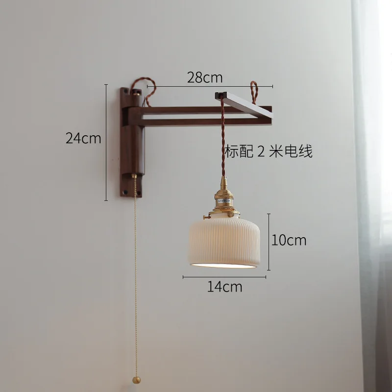 applique murale led rétro japonaise télescopique en laiton et verre - Image 5