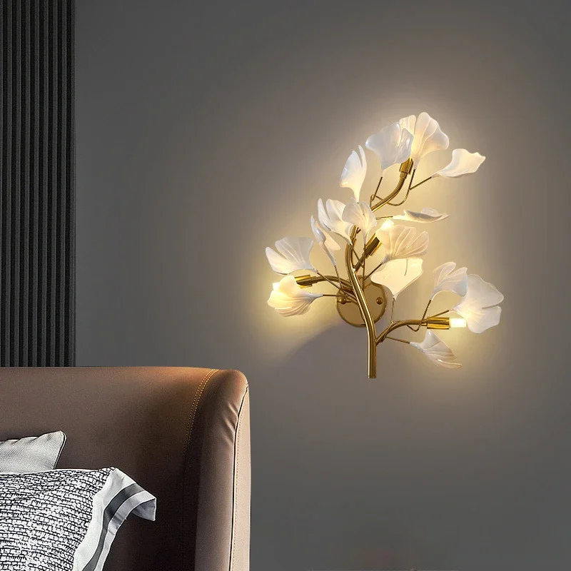 applique murale moderne à led en céramique avec ginkgo décoratif - Image 4