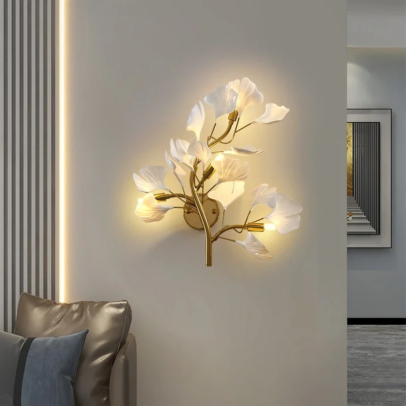 applique murale moderne à led en céramique avec ginkgo décoratif - Image 7