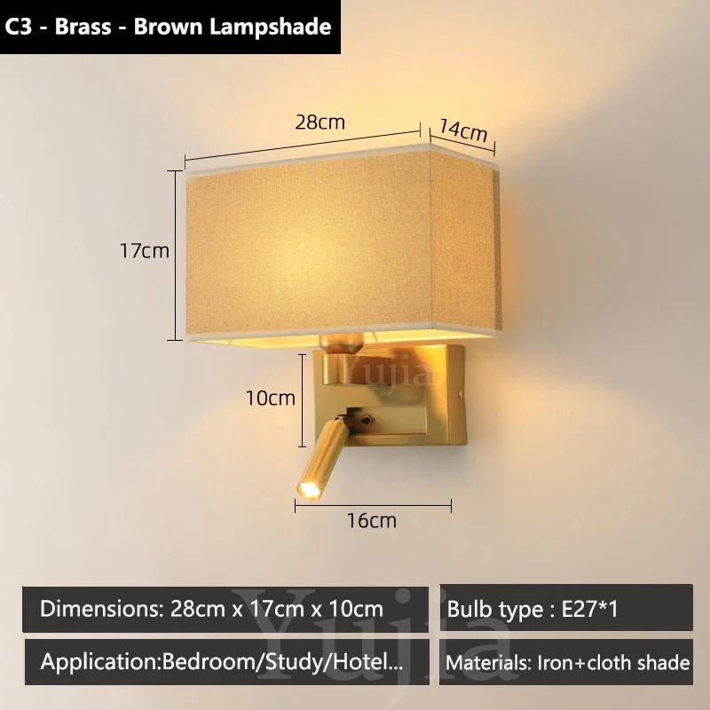 applique murale moderne abat-jour tissu spot réglable rotation 360 degrés - Image 14