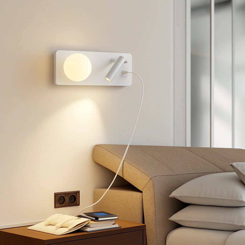 applique murale moderne avec double interrupteur et port usb - Image 4