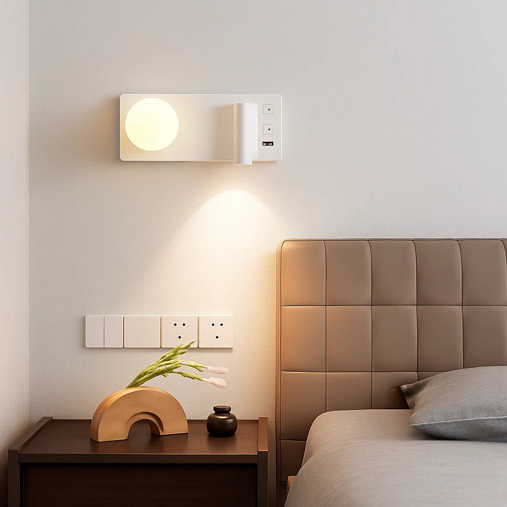 applique murale moderne avec double interrupteur et port usb - Image 6