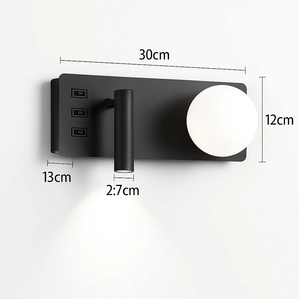 applique murale moderne avec double interrupteur et port usb - Image 9