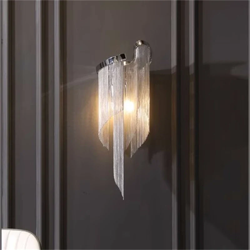 applique murale moderne élégante avec chaînes en aluminium pour décoration intérieure - Image 5