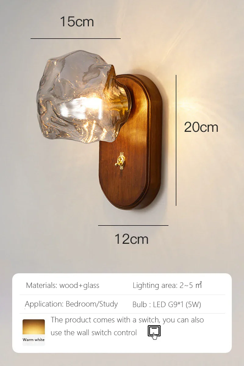 applique murale moderne en bois design nordique avec éclairage led - Image 8