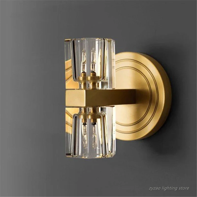 applique murale moderne en cuivre avec lumière cristal décorative - Image 2