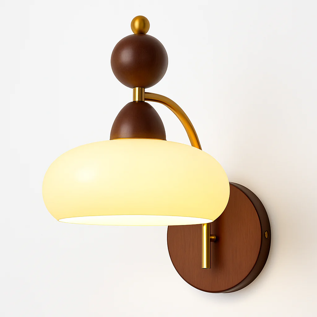 applique murale néoclassique en bois avec verre japonais anti lumière bleue